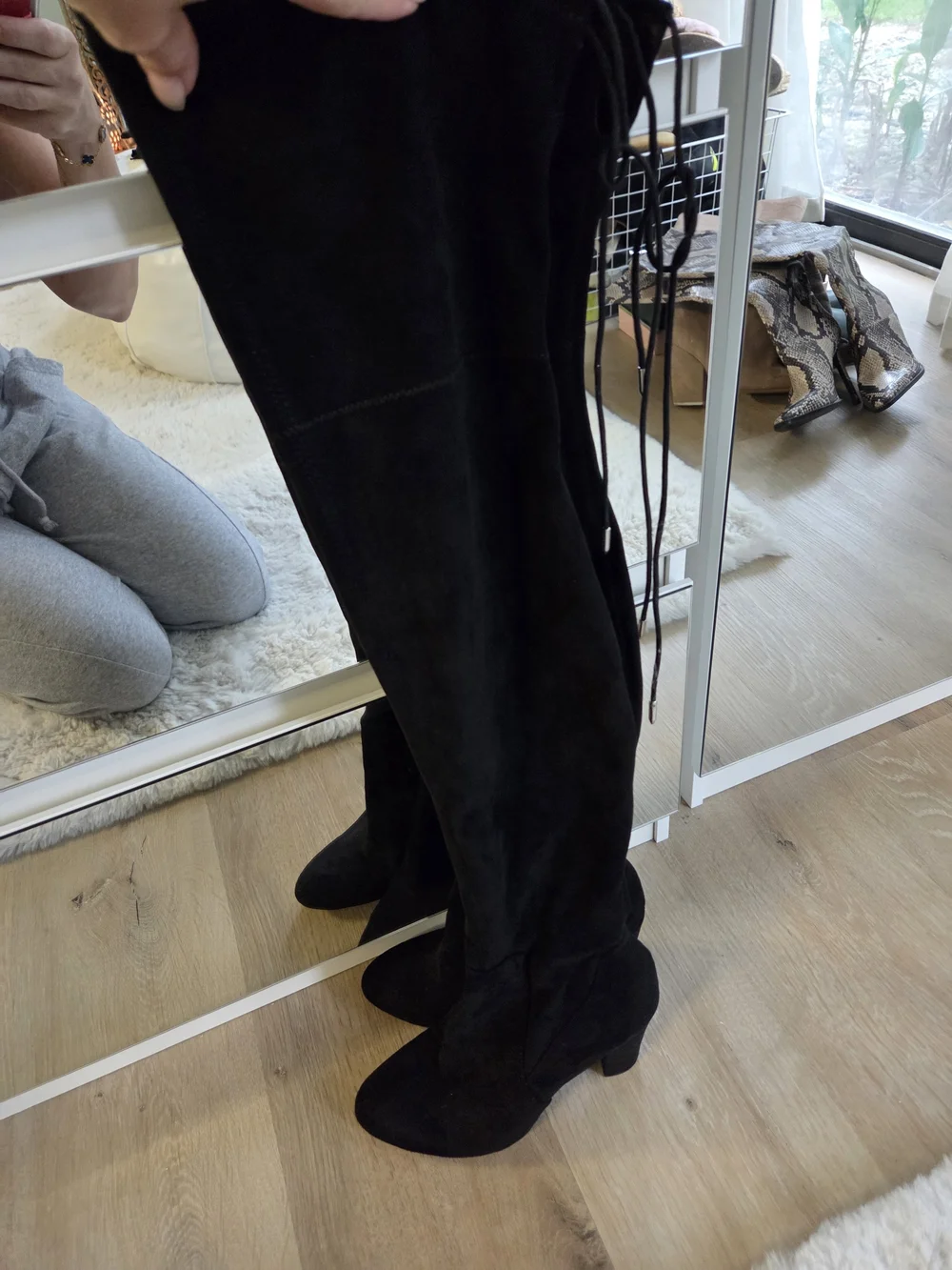 Dolce Vita Black Suede Over-the-Knee Block Heel Boots
